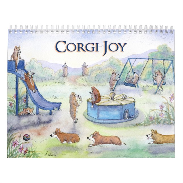 Calendário Corgi Joy - cães corgi aproveitando a v (Capa)