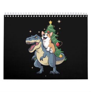 Calendário Corgi Natal Dinossauro Árvore Rex Férias Natal 
