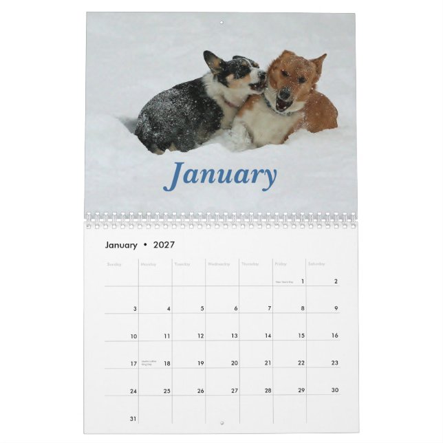 Calendário Corgis ir 2013 (Jan 2027)