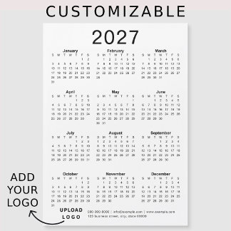 Calendário Corporativo de Logotipo Empresarial Per