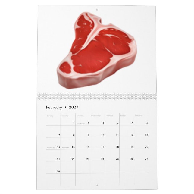 Calendário Corte de carne - Emoji (Fev 2027)