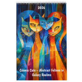 Calendário Cosmic Cats – Abstract Felines in Galaxy Realms
