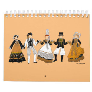 Calendário Costume Tradicional de Bretagne, França