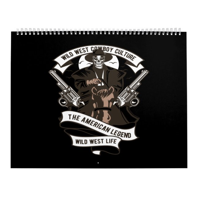 Calendário cowboy selvagem ocidental cultura da lenda america (Capa)