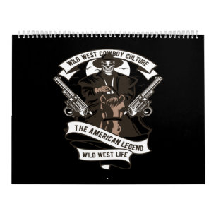 Calendário cowboy selvagem ocidental cultura da lenda america