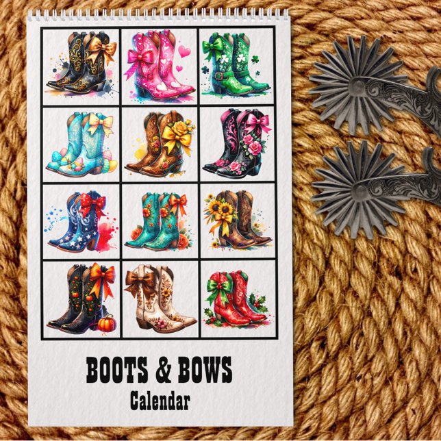 Calendário Cowgirl Coquete Boots and Bows (Criador carregado)