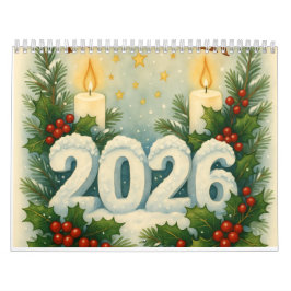 Calendário cozy happy new year 2026 wall calendar