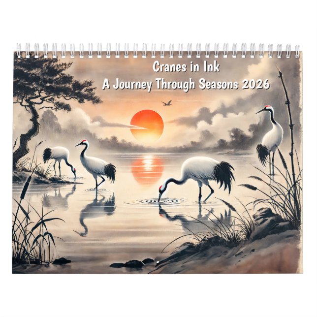 Calendário Cranes in Ink – A Journey Through Seasons 2026 (Capa)