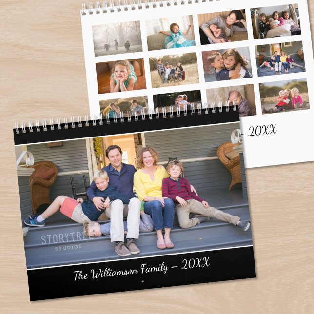 Calendário Create Your Own Modern Black Cover Photo (Create Your Own Modern Black Cover Photo Calendar, front/back)