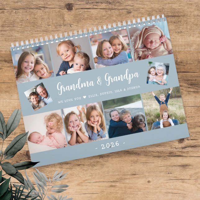 Calendário Create Your Own Photo Family Modern Script 2026 (Criador carregado)