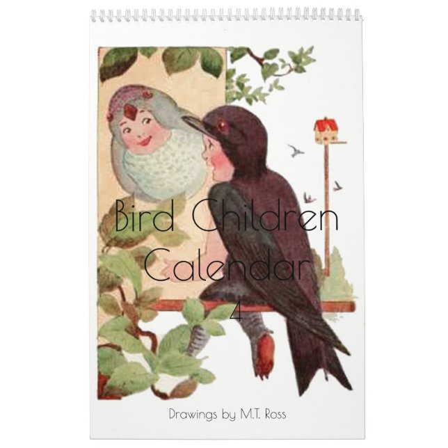 Calendário Crianças bonitos 4 do pássaro dos desenhos da (Capa)