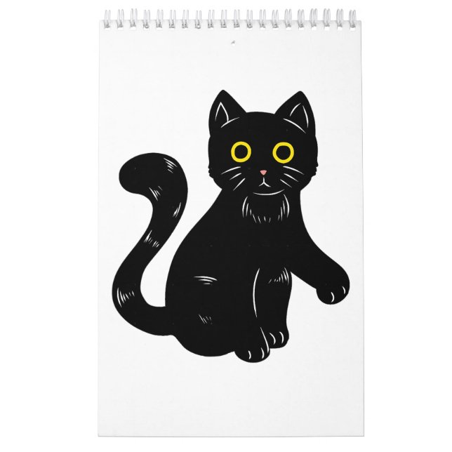 Calendário Crianças do Dia das Bruxas de Gato Negro (Capa)