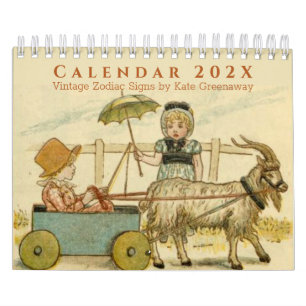 Calendário Crianças Lindas Vintage Kate Greenaway Signos do Z