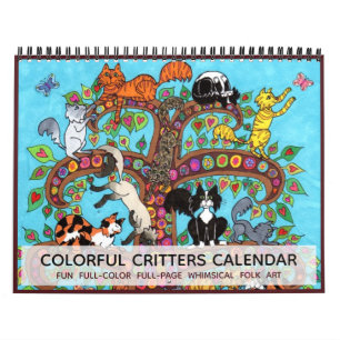 Calendário Criaturas Coloridas Animais Justas 2022 Boho Art
