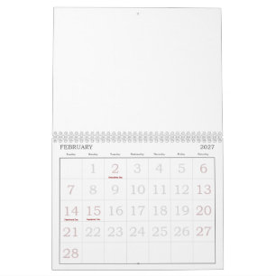 Calendário Crie seu Personalizado 8,5" L x 11" W 