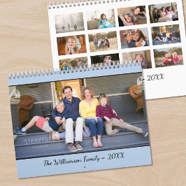 Calendário Crie Sua Própria Foto de Capa Azul Claro Moderna