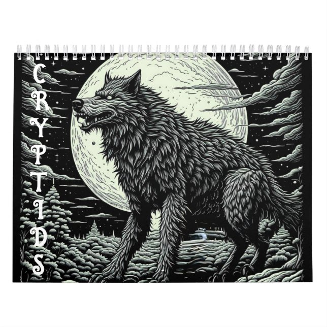 Calendário Cryptids Bigfoot, Chupacabra, Mothman, Yeti (Capa)