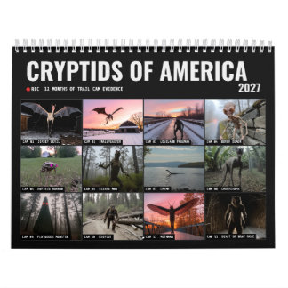 Calendário Cryptids of America 2027 Trail Cam Bigfoot Mothman
