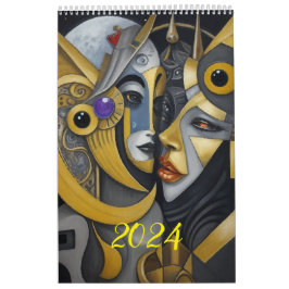 Calendário Cubismo no estilo de Picasso. 2024