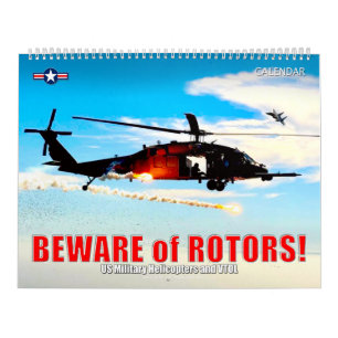 Calendário CUIDADO com ROTOR! Helicópteros Militares dos EUA