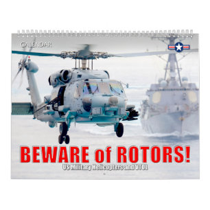 Calendário CUIDADO com ROTOR! Helicópteros Militares dos EUA 