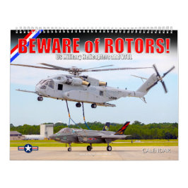 Calendário CUIDADO com ROTOR! Helicópteros Militares dos EUA