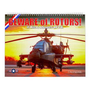 Calendário CUIDADO com ROTOR! Helicópteros Militares dos EUA