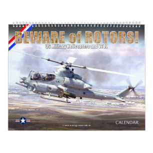 Calendário CUIDADO com ROTOR! Helicópteros Militares dos EUA