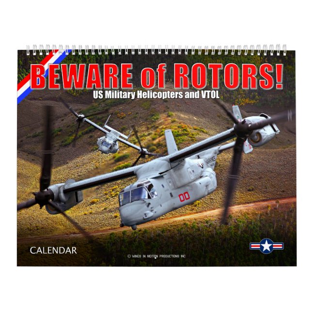 Calendário CUIDADO com ROTOR! Helicópteros Militares dos EUA  (Capa)