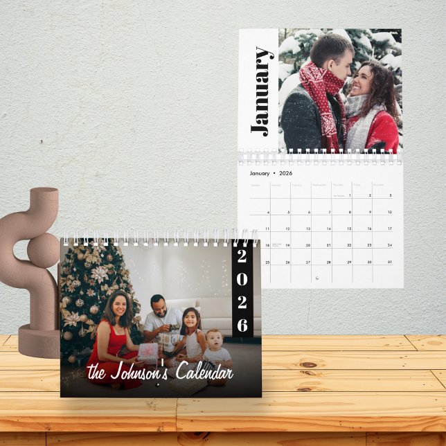 Calendário Custom 2026 Family Photo Modern & Minimalist (Criador carregado)