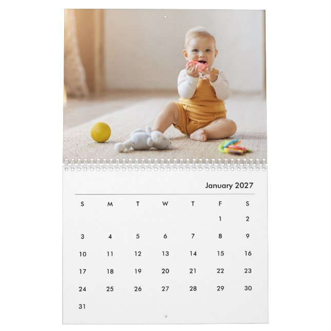 Calendário Custom Baby Girl & Family 14 Photo Calendar 2026 (Jan 2027)