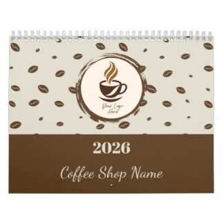 Calendário Custom Coffee Shop Calendar 2026 ,Personalized Bus
