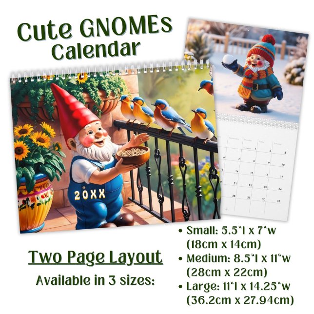 Calendário Custom cute Gnome colorful bright funny Vol. 1 -  (Criador carregado)