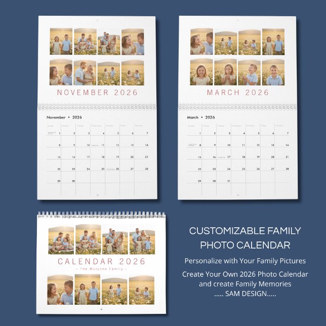 Calendário Custom Family Photo Calendar 2026 (Criador carregado)