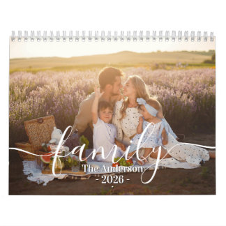 Calendário Custom Family Photo | Personalized Light Grey