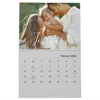 Calendário Custom Family Photo | Personalized Modern Gray