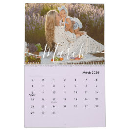 Calendário Custom Family Photo | Personalized Soft Lavender