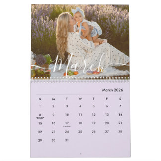 Calendário Custom Family Photo | Personalized Soft Lavender