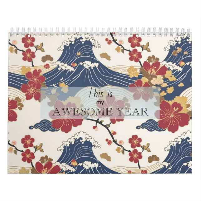 Calendário Custom Motivational Japanese Kimono Pattern (Capa)