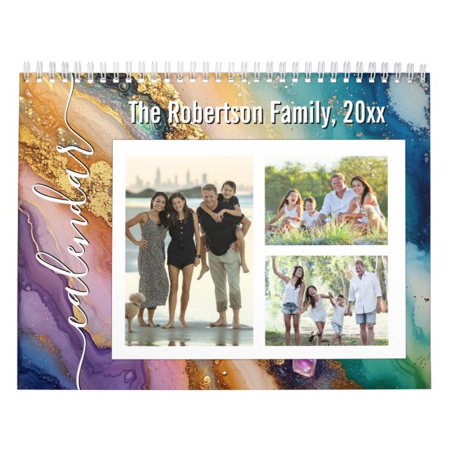 Calendário Custom Photo Calendar Beautiful Glitter Agate (Capa)