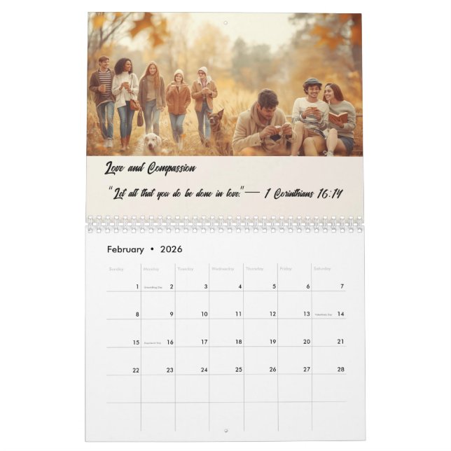 Calendário Custom Photo Calendar with Bible Verses (Fev 2026)