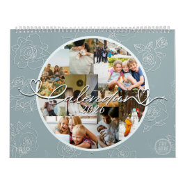 Calendário Custom photo collage Rose Line Art 2026