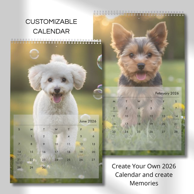 Calendário Custom Poppy Dog 2026 Calendar (Criador carregado)