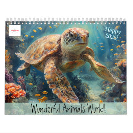 Calendário Customizable Wonderful Animals World Calendar 2026