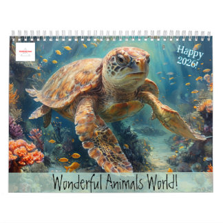 Calendário Customizable Wonderful Animals World Calendar 2026