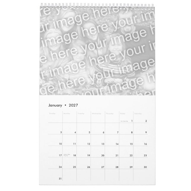 calendário customizeable do dia dos pais (Jan 2027)