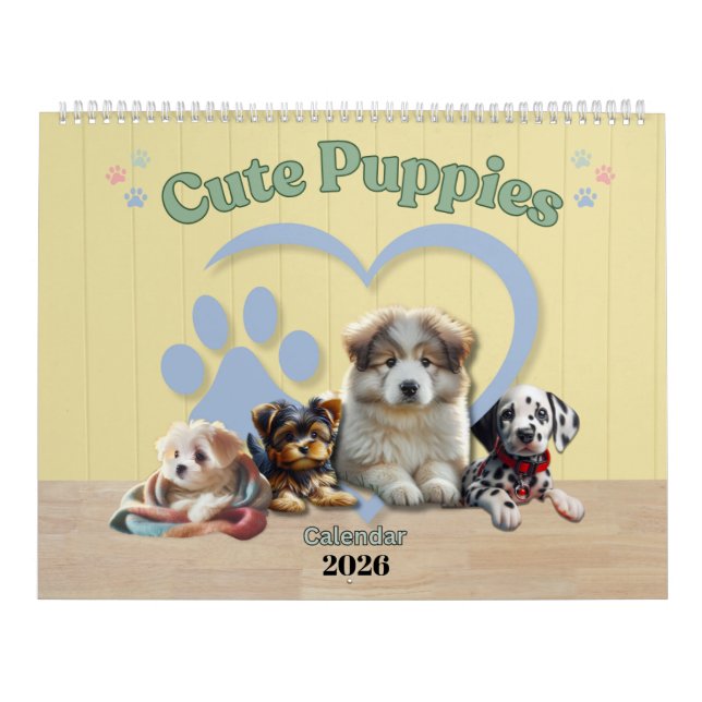 Calendário Cute Puppies 2026 Calendar (Capa)