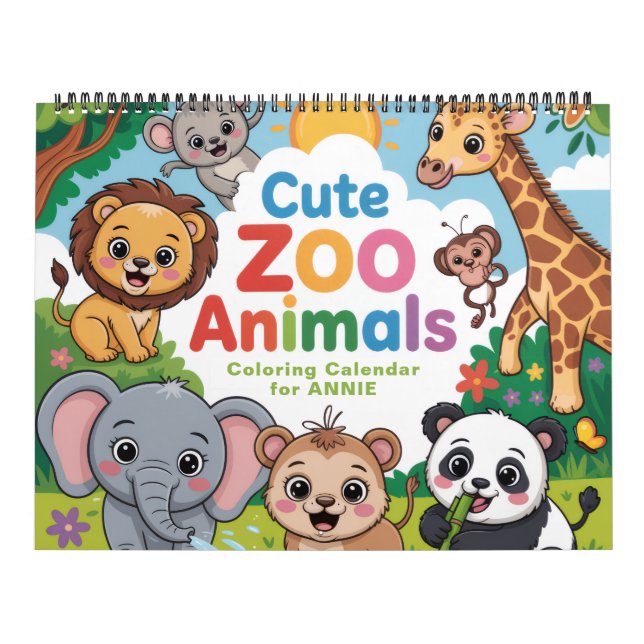 Calendário Cute Zoo Animals Coloring Calendar (Capa)