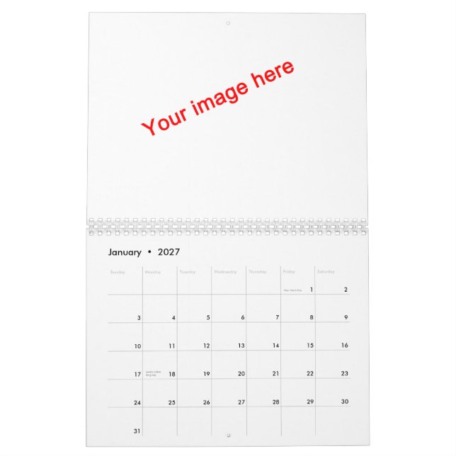 Calendário da ardósia vazia (Jan 2027)