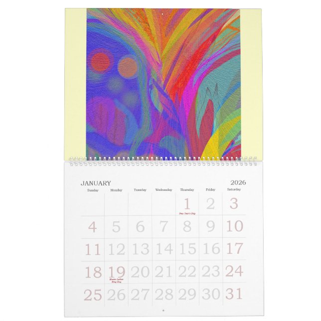 Calendário da arte da ABSTRACÇÃO (Jan 2026)